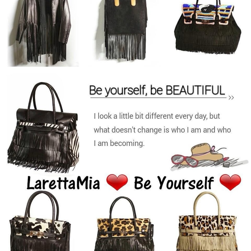 Maximalist Style Larettamia Leopard and Black Fringe Shoulder Bag - Picture 9 of 13
